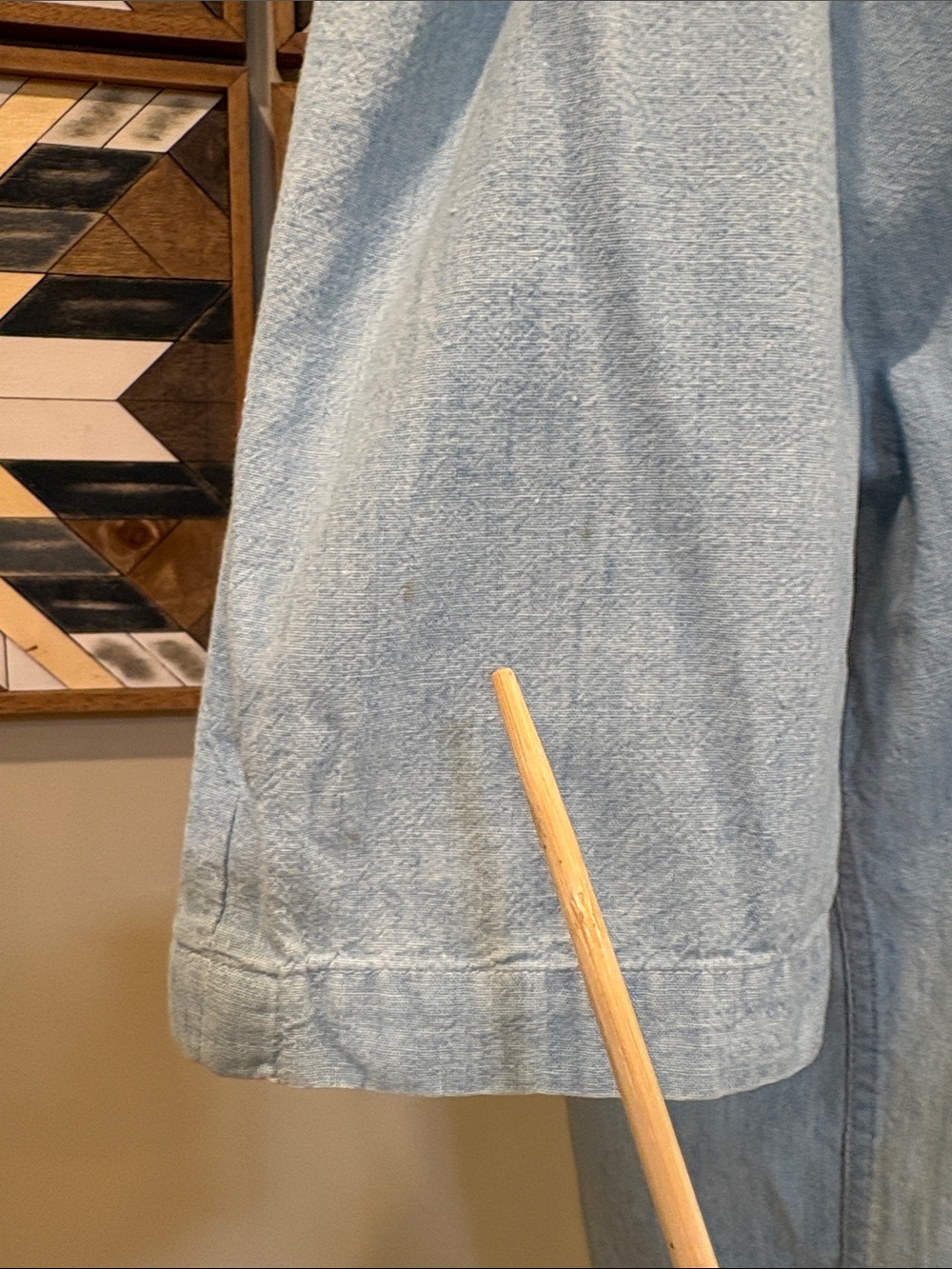 Vintage Ralph Lauren Blue Label Cotton Pleated Denim Button-Down Blouse size 8 - Picture 9 of 13